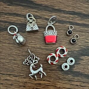 Brighton Holiday Silver and Red Charm Set of 10